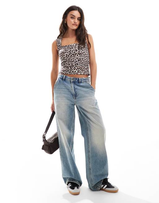 Vero Moda square neck tank top in leopard print