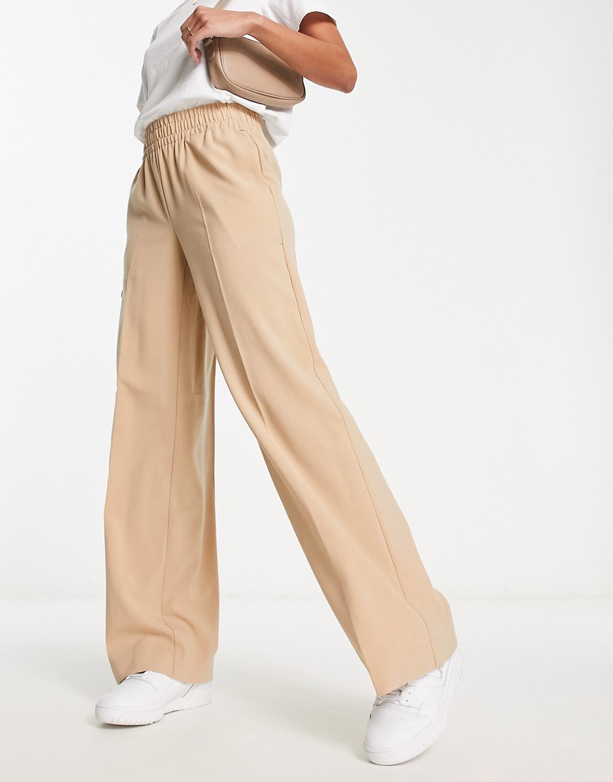 Vero Moda Aware Wide Leg Tailored Pants In Camel - Part Of A Set - Camel-neutral In White