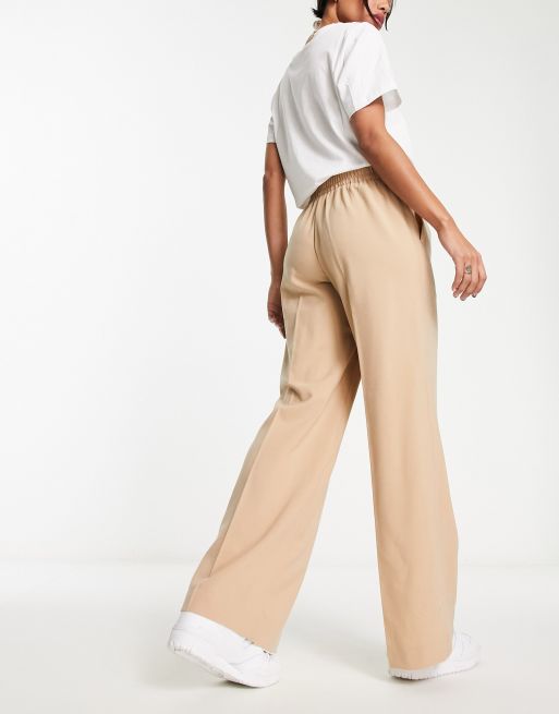 Ladies wide outlet leg cream trousers