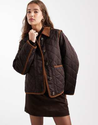 Vero Moda - Steppjacke in Schokobraun mit Kontrastkragen-Brown