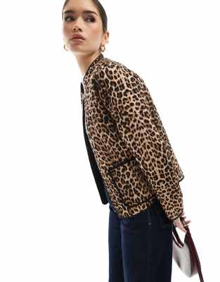 Vero Moda - Steppjacke mit Leopardenmuster-Bunt