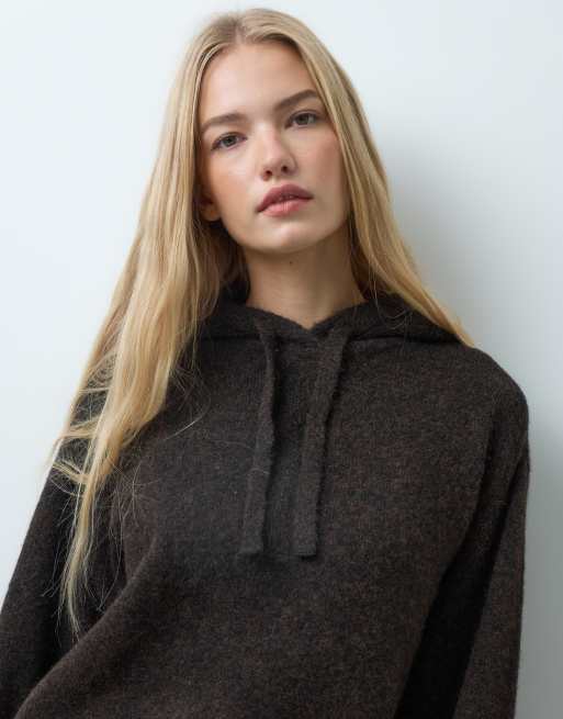 Vero Moda – Chokladbrunt, stickat set med huva, 2 av 3