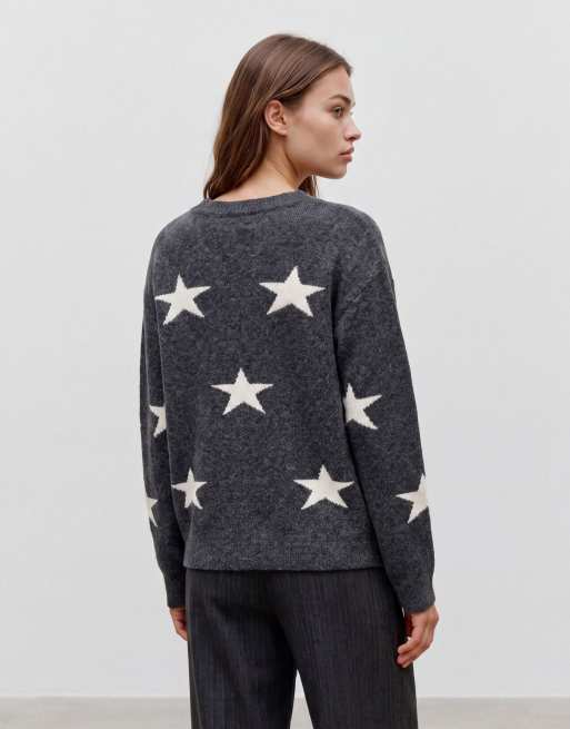Vero Moda stickad pullover i mörkgrå melerad, 2 av 5