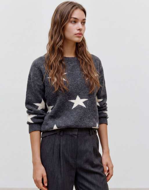 Vero Moda stickad pullover i mörkgrå melerad, 3 av 5