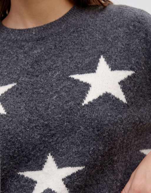 Vero Moda stickad pullover i mörkgrå melerad, 4 av 5