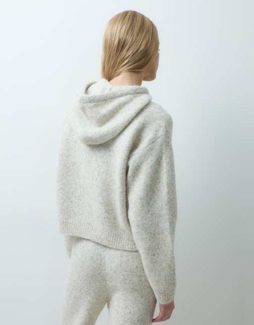 Vero Moda stickad pulloverhoodie set i oatmeal, 3 av 4