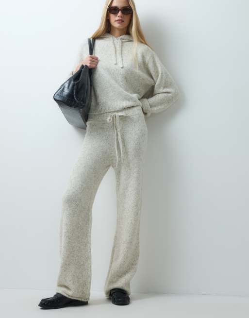 Vero Moda stickat set med vida byxor i oatmeal, 5 av 5