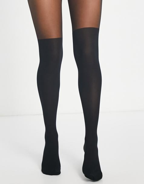 Black Cross Illusion Thigh High for Women Women's Stockings 