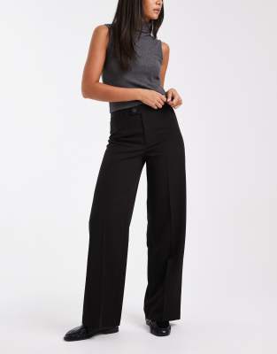Vero Moda Straight Leg Dress Pants With Crease Front In Black