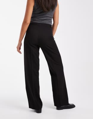Vero Moda Straight Leg Dress Pants With Crease Front In Black
