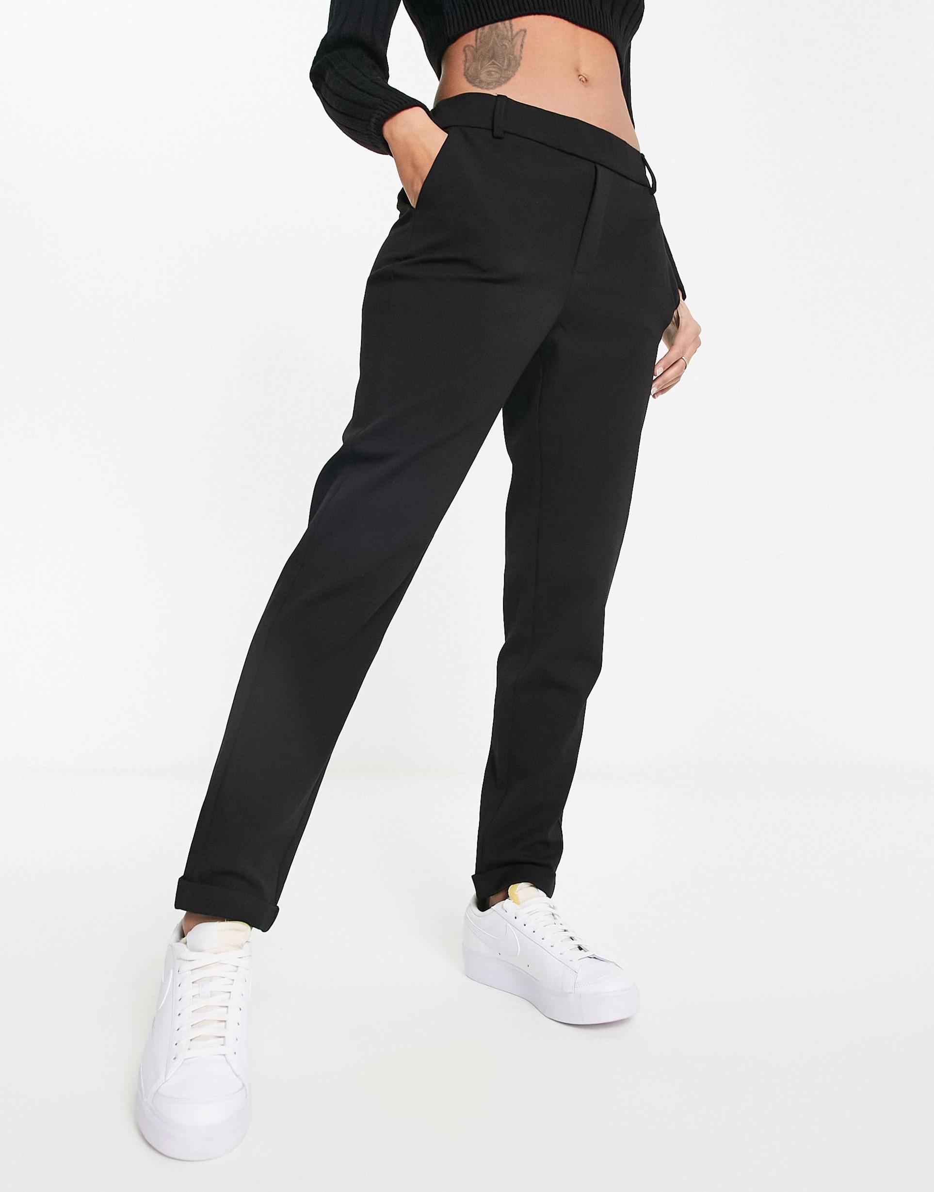 vero moda straight leg pants in black