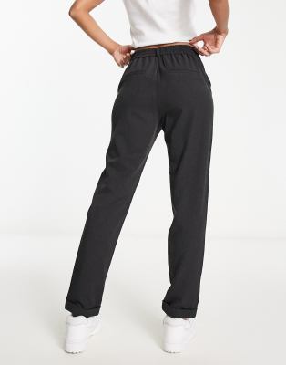 Vero Moda Straight Leg Pants In Black In Gray