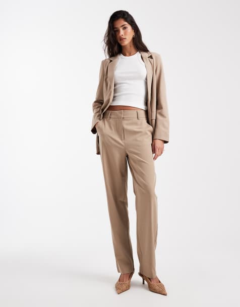 Vero Moda straight leg tailored trouser co-ord in beige - view 1