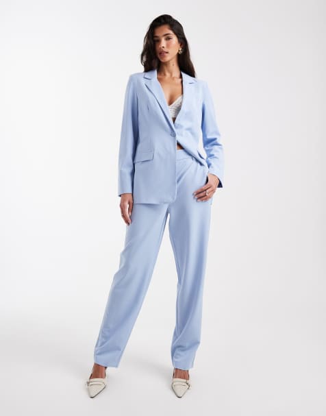 Vero Moda straight leg tailored trouser co-ord in brunnera blue