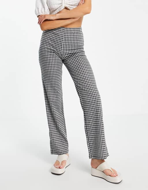 Straight leg shop check trousers