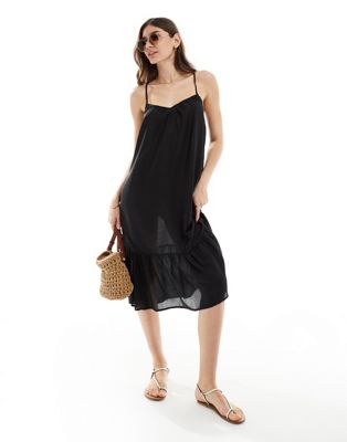 Vero Moda Strappy Beach Mini Dress In Black