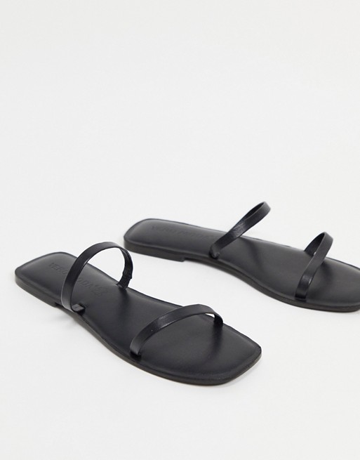 Vero Moda strappy flat sandals in black
