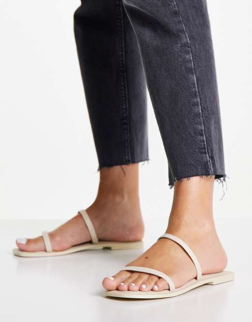 Vero Moda strappy flat sandals in cream | ASOS