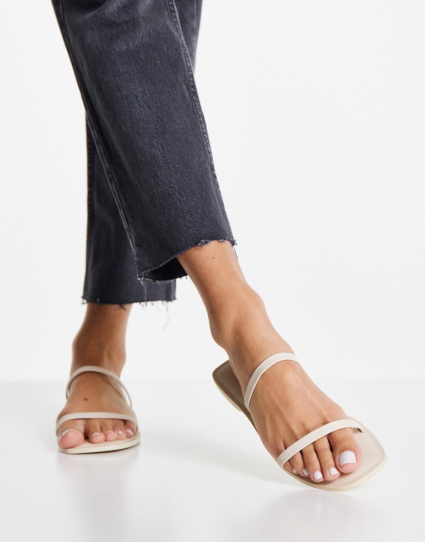 Vero Moda strappy flat sandals in cream-White