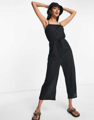 Vero Moda V-neck short sleeve jumpsuit in black