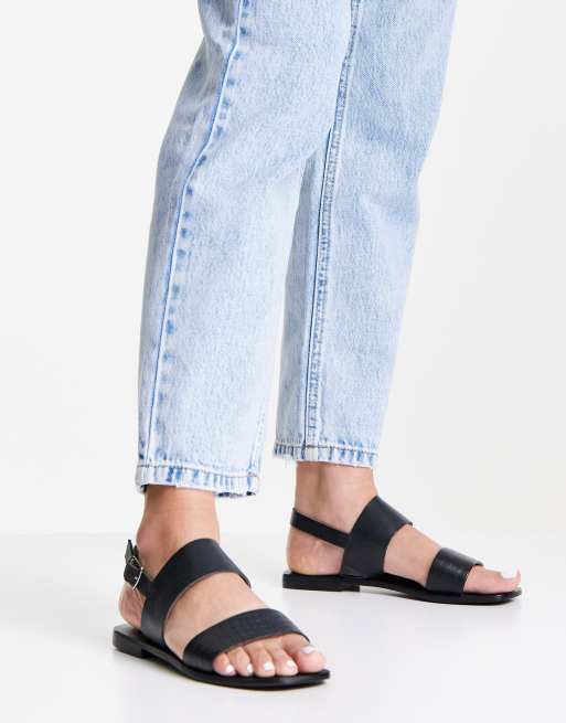 Vero Moda Double Strap Leather Sandals