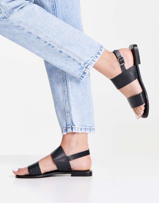 Vero Moda Double Strap Leather Sandals