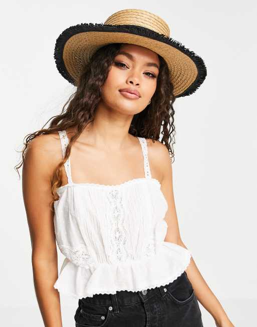 Vero Moda straw boater hat in tan ASOS