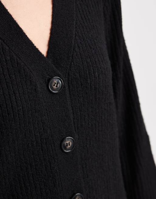 Vero Moda Strick-Minikleid mit Knopfleiste und Ballonärmeln in Schwarz-Melange, 2 von 4