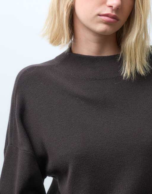 Vero Moda Strick-Minikleid mit Stehkragen in Schokobraun, 3 von 4