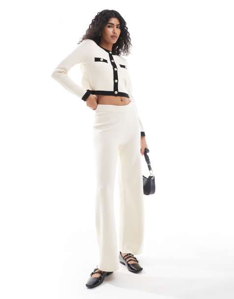 Vero Moda – Strickhose in Cremeweiß mit weitem Bein, Kombiteil - view 1