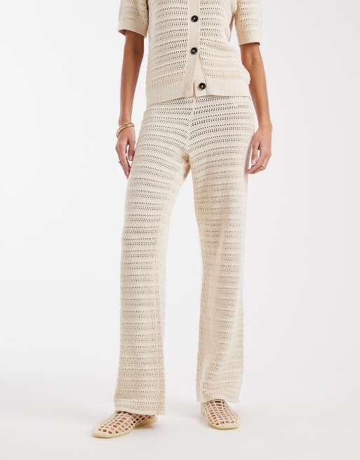 Vero Moda – Strickhose mit weitem Bein in Birkenweiß, Kombiteil, 4 von 5