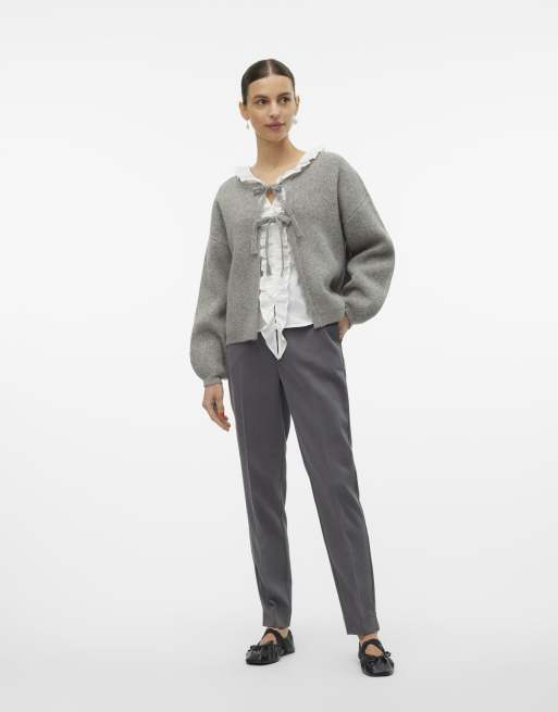 Vero Moda – Strickjacke in meliertem Mittelgrau, 3 von 4
