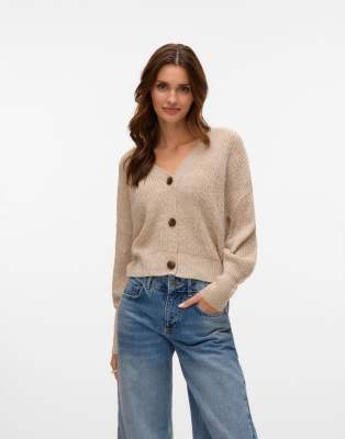 Vero Moda - Strickjacke in Moon Rock-Grau