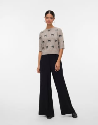 Vero Moda - Strickpullover in meliertem Dunkelgrau