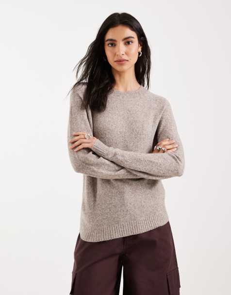 Vero Moda – Strickpullover in meliertem Moonrock-Braun mit Rundhalsausschnitt - view 1