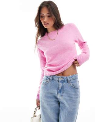 Vero Moda - Strickpullover in Rosa mit Rundhalsausschnitt