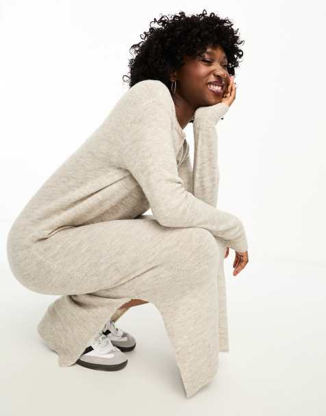 Vero Moda - Strikket sweater-midikjole i cremehvid - view 1