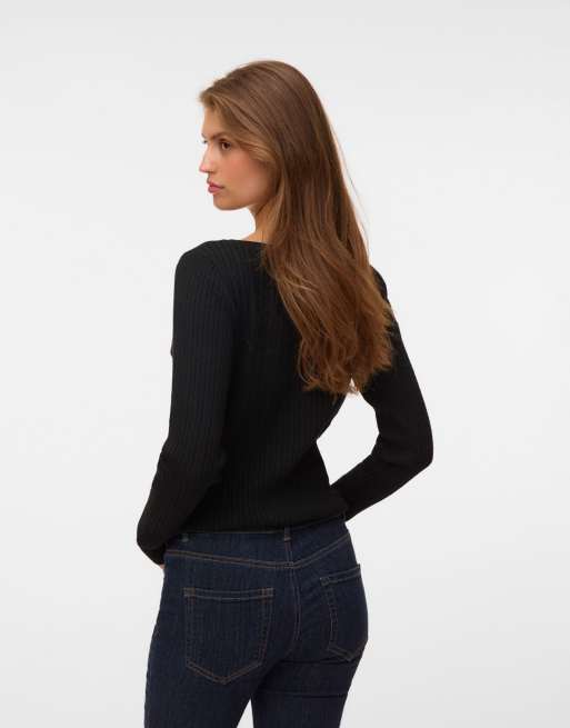 Vero Moda strikket top i sort, 2 af 5