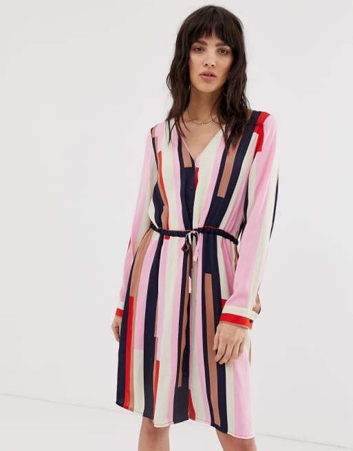 Vero Moda stripe shirt dress with tie waist ASOS Vero Moda stripe shirt dress with tie waist ASOS