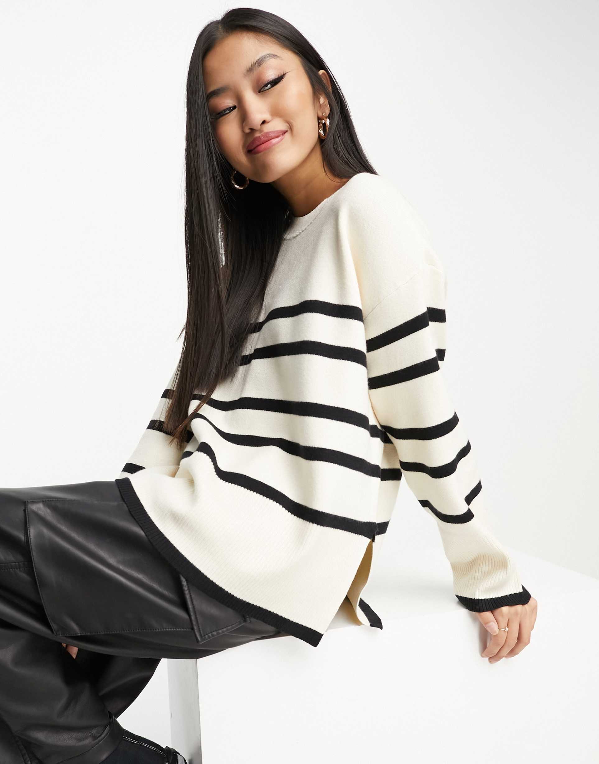 vero moda striped sweater in mono