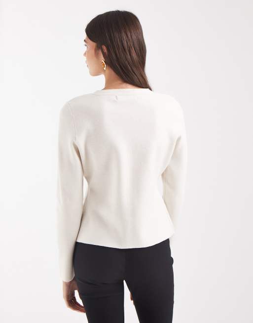 Vero Moda structured knitted cardigan in cream, 4 of 4