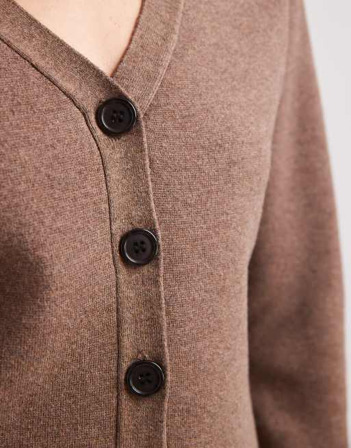 Vero Moda structured knitted cardigan in light brown, 3 of 4