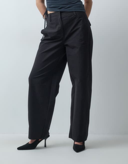 Vero Moda strukturerede barrel leg-skræddersyede bukser i sort, 2 af 5