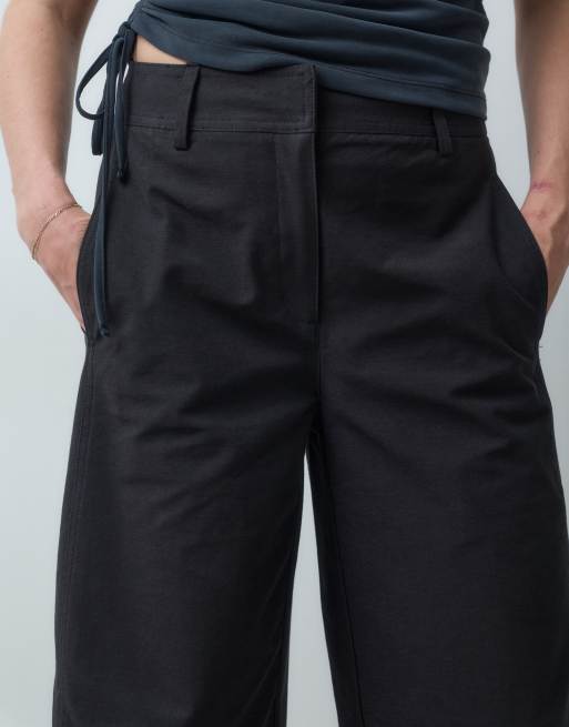 Vero Moda strukturerede barrel leg-skræddersyede bukser i sort, 4 af 5