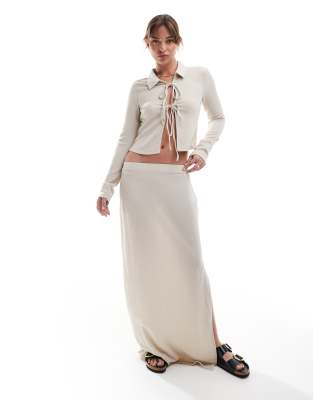 Vero Moda - Strukturierter Jersey-Maxirock in Beige, Kombiteil-Neutral