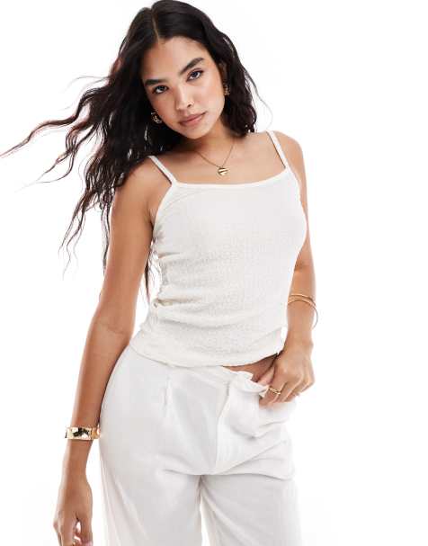 Vero Moda – Strukturiertes Camisole-Oberteil in Weiß - view 1