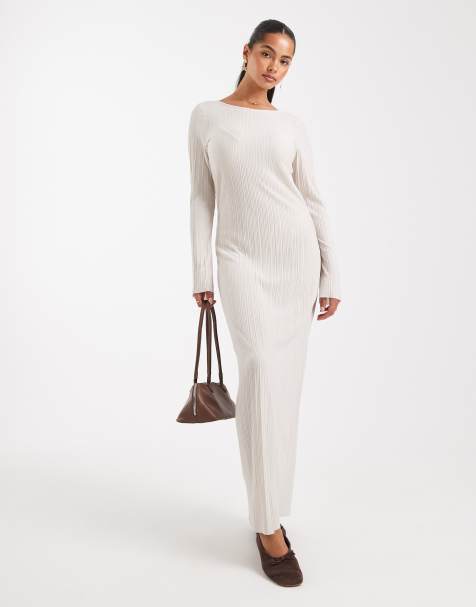 Vero Moda – Strukturiertes Jersey-Maxikleid in Weiß - view 1