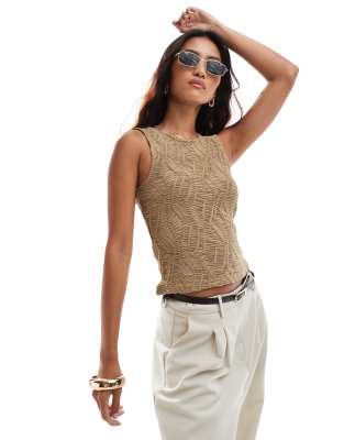 Vero Moda - Strukturiertes Tanktop in Beige-Neutral