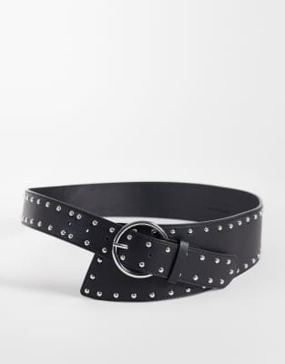 Vero Moda Studded Waist Belt In Black
