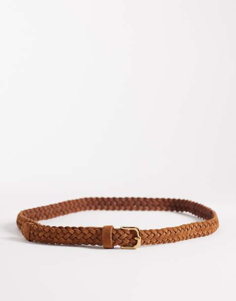 Vero Moda - Suède gevlochten riem met gouden gesp in cognac - view 1